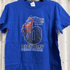 Blue Spider-Man 6th Birthday Kids T-Shirt